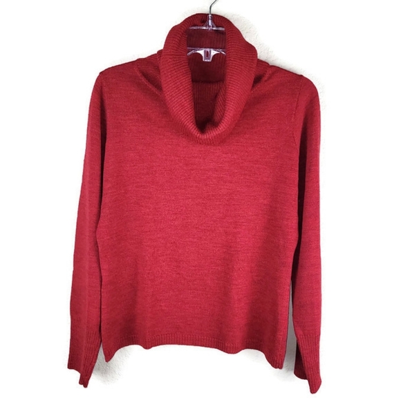 BANANA Republic Womens Sweater S 100% Extra Fine Merino Wool Red Brick Cowlneck - Picture 1 of 11